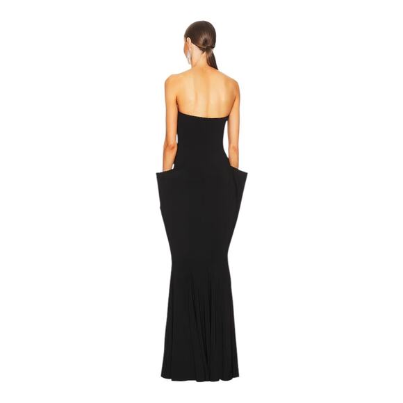 NWT Norma Kamali Strapless Wing Fishtail Gown in Black Size Small - Picture 3 of 12
